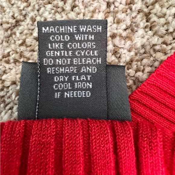 Bright Red/Orange V-Neck Sweater - Picture 3 of 6